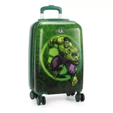 Mala De Viagem De Bordo Pequena Infantil Rodinhas 360 Luxcel Cor Verde - Mf10429ag-vd Hulk