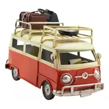 Kombi Vermelho Com Bagagens Estilo Retrô Vintage 16.5 Cm