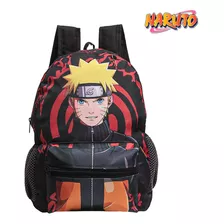 Mochila Escolar Bolsa Akatsuki Naruto Anime Preta Costas Cor Preto