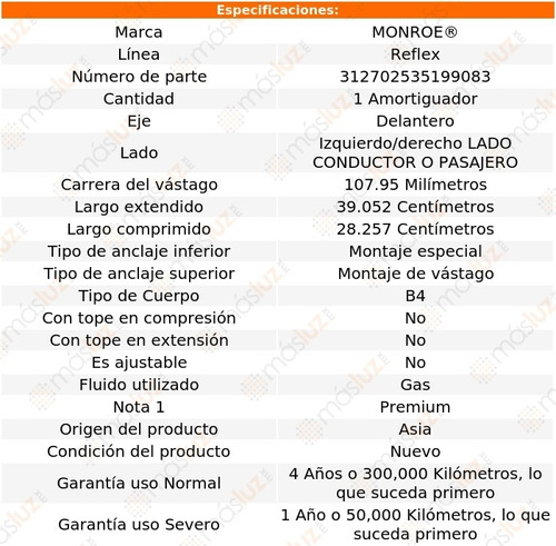 (1) Amortiguador Reflex Conductor O Pasajero Del H3t 09/10 Foto 3