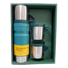 Set Termo Acero Inox Con 3 Tazas + Estuche Premium Regalo