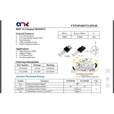 Transistor Ftp10n40c 10n40 To220