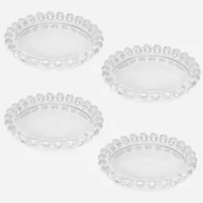 Prato Cristal Mini Bolinha Pearl Pires 10cm Jogo 4pc Wolff 