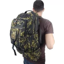 Mochila Grande De Lona 50 Litros Viagem Passeio Motoboy Cor Camuflada