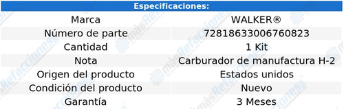 Kit Carburador Commuter V8 5.8l 61 Walker Foto 2