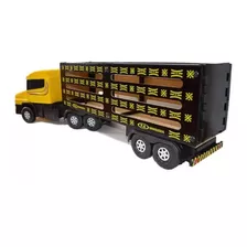 Carreta Bitrem Scania Bau de Madeira Brinquedo Cocacola 7 Eixo 1,25m