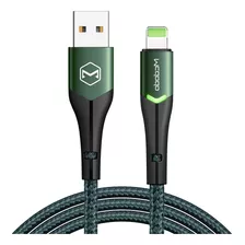 Cable Lightning Carga Rápida Con Indicador Led 1.2m Verde