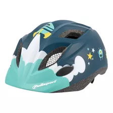 Casco Niño Bici Azul Diseño Cohete Polisport -thormoto-