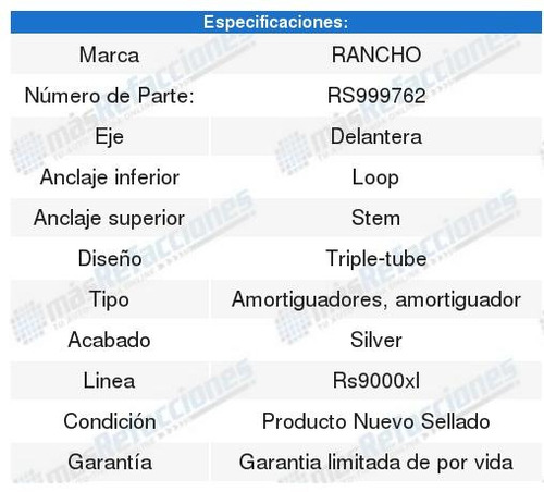 2 Amortiguadores Rancho (d) Rs9000xl Rs9000xl Tacoma 95 A 04 Foto 2