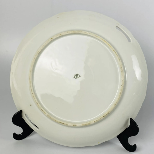 Prato De Bolo Porcelana Floral Dourado Vintage 26,5cm Branco 2