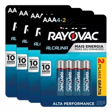 24 Pilhas Aaa Alcalina Rayovac 4 Cart C/ 6 Unid