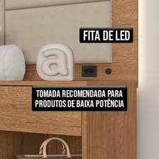 Cabeceira Estofada Para Cama Casal Dubai Com Led Car/pre- Ma Cor Carvalho Americano/preto 06