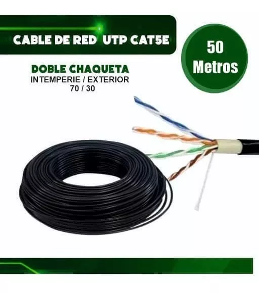 Cable Utp Cat5e Intemperie Para Exterior Outdoor 50 Mts.