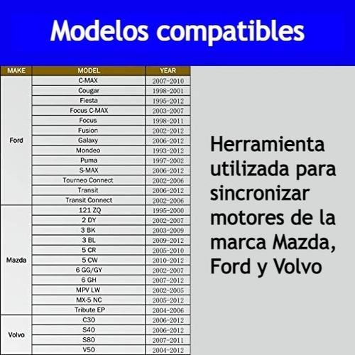 Sincronizador Motor Ford Mazda Volvo Herramienta Kit Bloqueo Foto 3