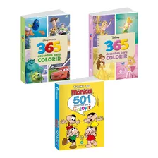 Kit Livros De Colorir Disney Pixar Princesas Turma Da Mônica