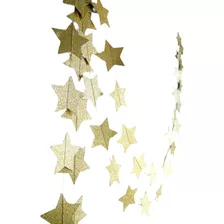 Pack De 2, Gold Star Garland, Golden Christmas Galaxy Banner