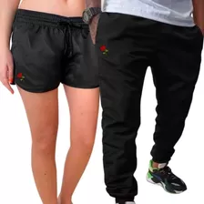 Kit Casal Mozão Calça Masculina E Short Feminino Tactel