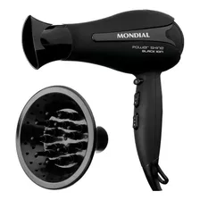 Secador De Cabelo 2000w Mondial Power Black Íon Com Difusor 110v