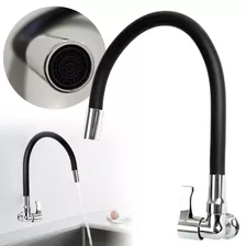 Torneira Cozinha Parede Gourmet Flexível Silicone Metal Cor Preto