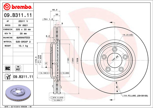 2 Discos De Freno Delanteros Jaguar S-type 2008 3.0l Brembo Foto 2