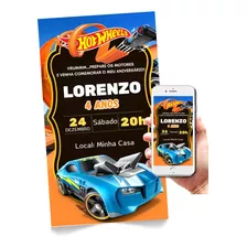 Convite Digital Hot Wheels Aniversário Envio Imediato 