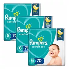 Kit C/3 Pacotes Fralda Pampers Confort Sec G 