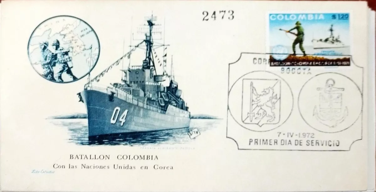 Sobre Primer Dia Emision Estampilla Colombia En Corea 1972