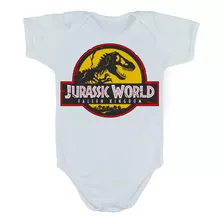 Body Manga Curta Bebê Bodie Jurassic Park Logo Amarelo