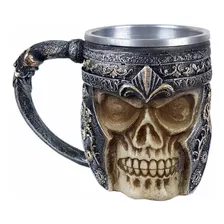 Crânio Caneca Caveira Medieval Viking Copo Resina Aluminio