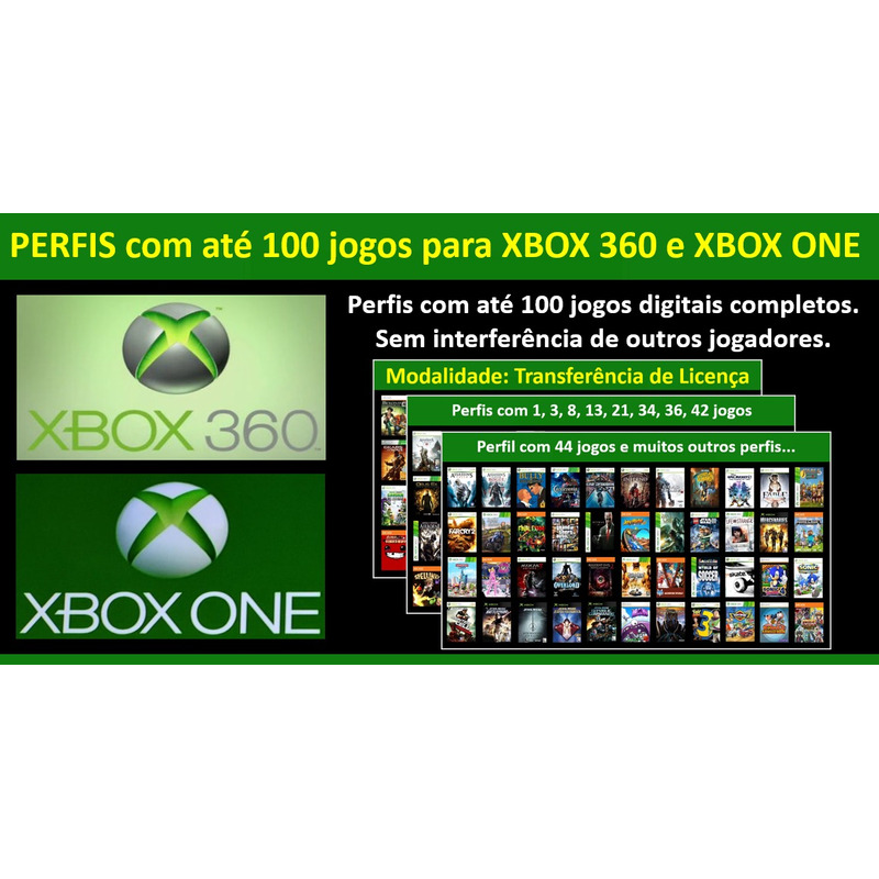 Jogos Xbox 360 transferência de Licença Mídia Digital - 1 PERFIL LOGUINHO  XBOX 360 + 6 JOGOS