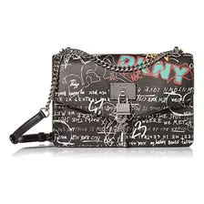 Bolso De Hombro Dkny Elissa LG Para Mujer, Color Negro Con G