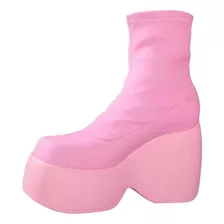 Zapatos De Mujer Retro Creativos Con Tacón Medio, Botas Elás