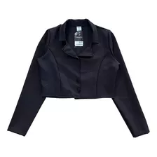 Blazer Spancer Cropped Alfaiataria Social Preto