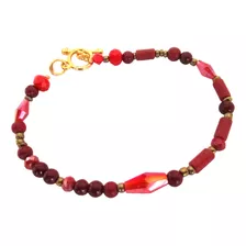 Vishudi Pulsera Auténtico Coral Rojo