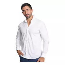 Camisa Social Manga Longa Slim Masculina C/ Elastano