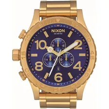 Relógio Nixon 51-30 Dourado Fundo Azul 55mm