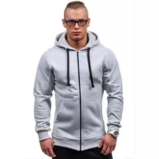 Sudadera Con Capucha Sólido Casual Cierre Hoodie Para Hombre