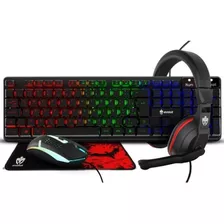 Combo Gamer Evolut Teclado Mouse 1600dpi Headset Mousepad