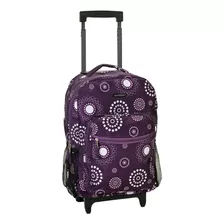 Mochila Con Ruedas Rockland Doble Asa Color Morado