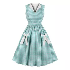 Vestido Xadrez Feminino Moda Retrô Estilo Coreano Kawaii [u]