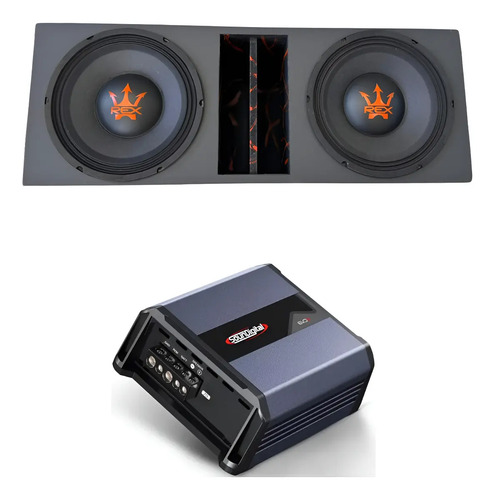 Caixa Som Automotiva 2 Autofalante Rex 400w + Modulo Sd800.4