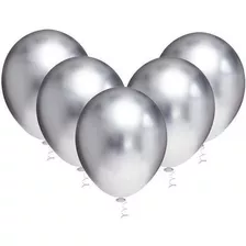 Balão Bexiga Cromado Alumínio N9 Prata 25 Unid -metalizado