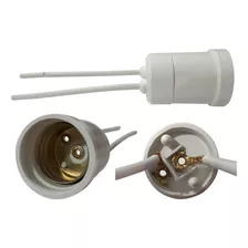 Kit 5 Soquete Rabicho Para Lâmpada Bulbo E27 2a Branco 250v