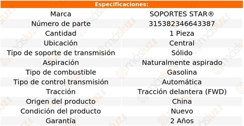 1) Soporte Transmisin Ctral Festiva 1.3l L4 90/93 Foto 3