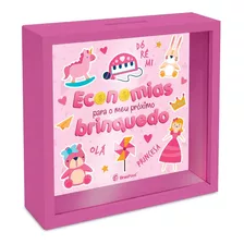 Quadro Cofre Decorativo Para Moedas Dinheiro Brinquedo Rosa 