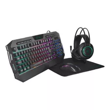 Kit Gamer Crux Vsg Teclado, Mouse, Mousepad, Auriculares Color Del Teclado Negro