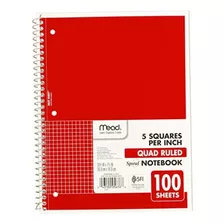 Mead 05676ab5 Cuaderno En Espiral, 1 Tema, Papel Rayado Color Rojo