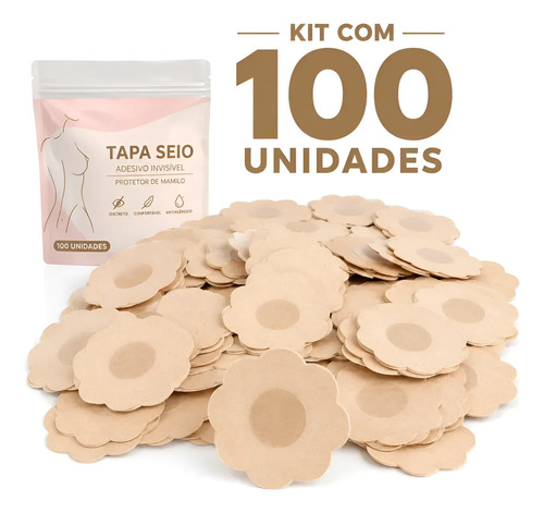Kit 100 Adesivo Tapa Seio Protetor Mamilo Peito Invisivel Único