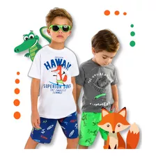 Kit 2 Conjuntos Infantil Masculino Roupa De Verão Menino