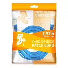 Cabo De Rede Rj45 5 Mts Cat6 Internet Lan Azul Blindado